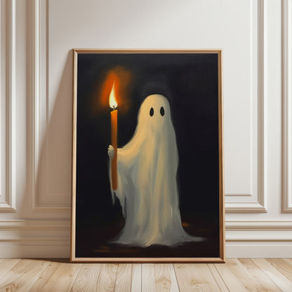 Ghost Holding Candle Halloween Poster