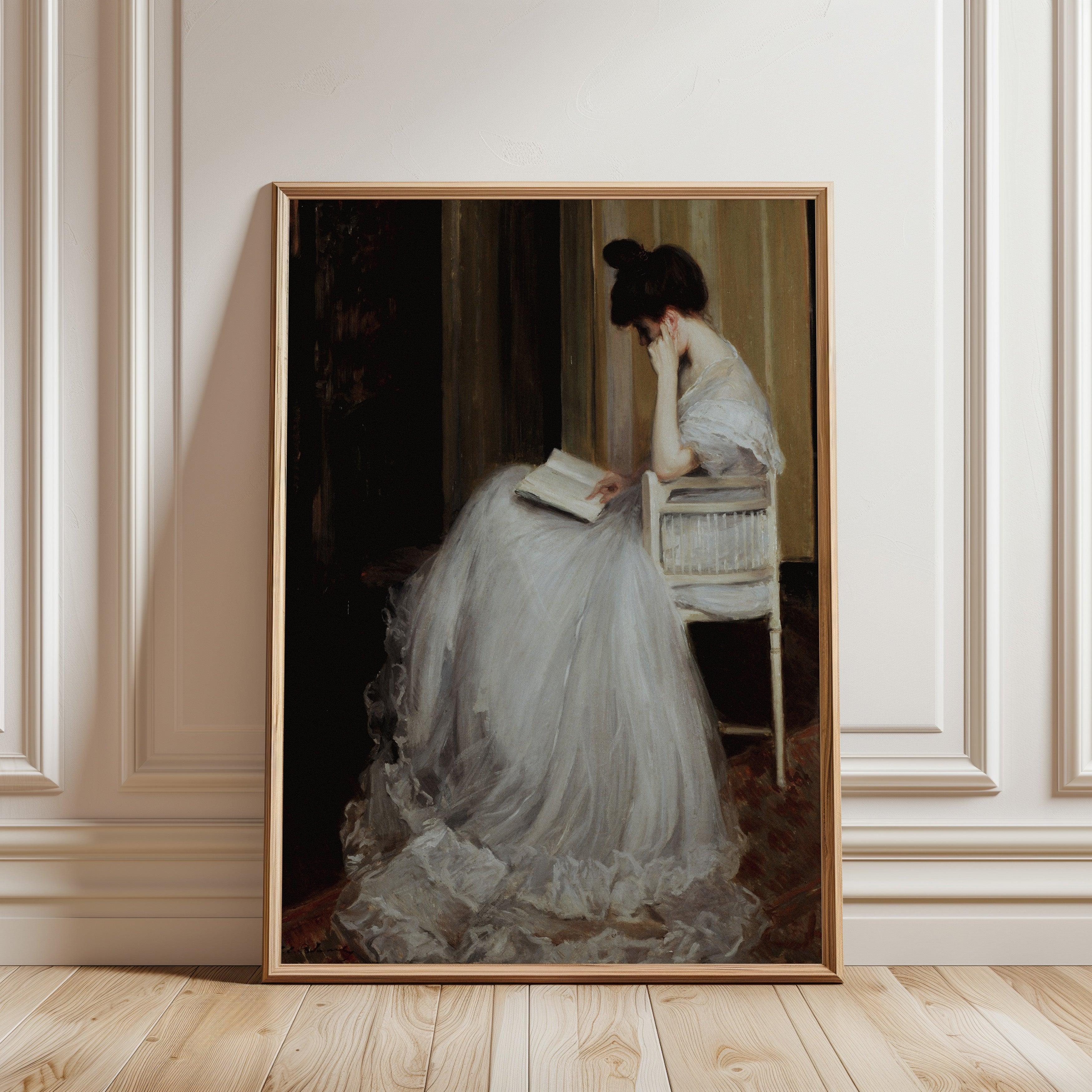 Woman Reading Vintage Poster