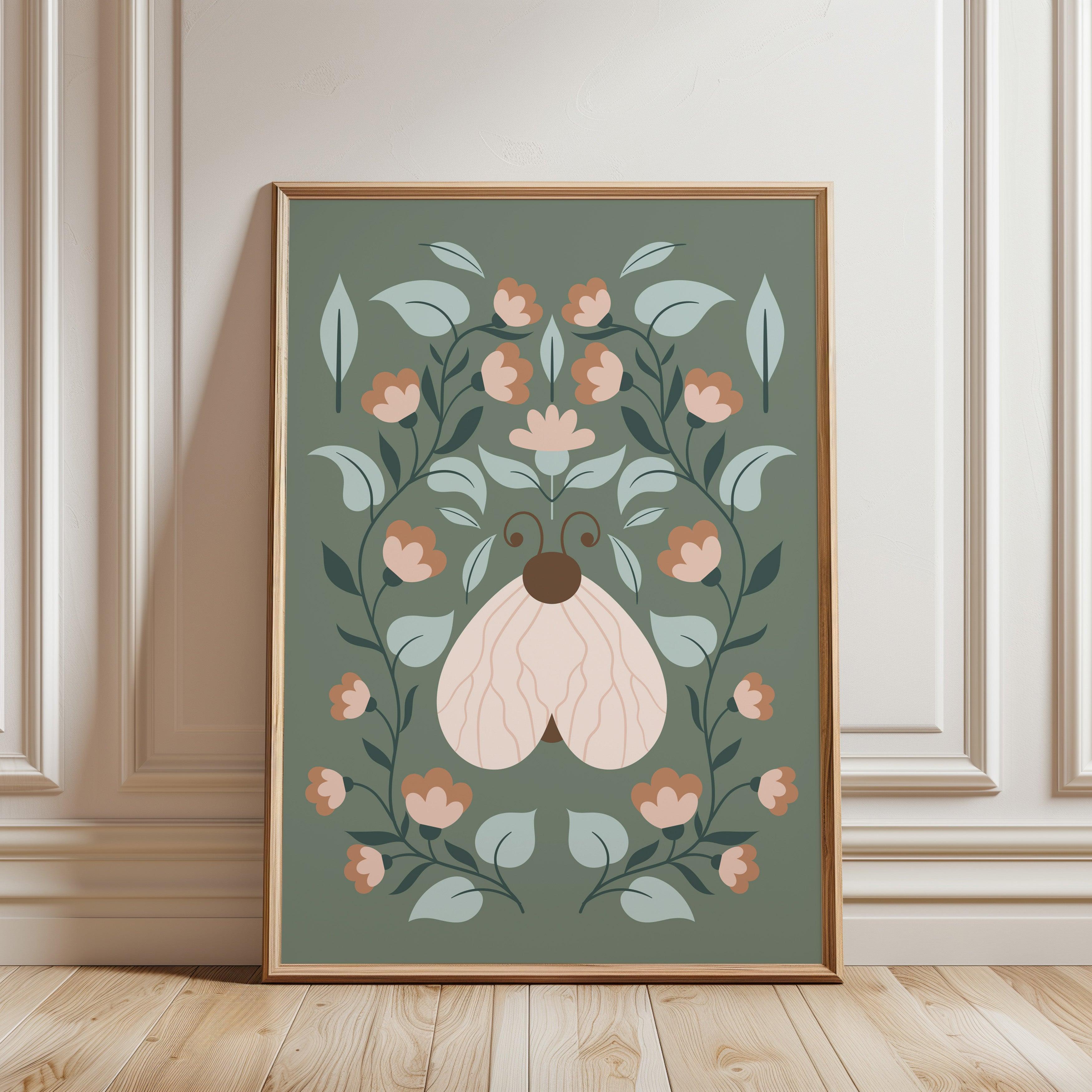 Twilight Moth Botanical Poster