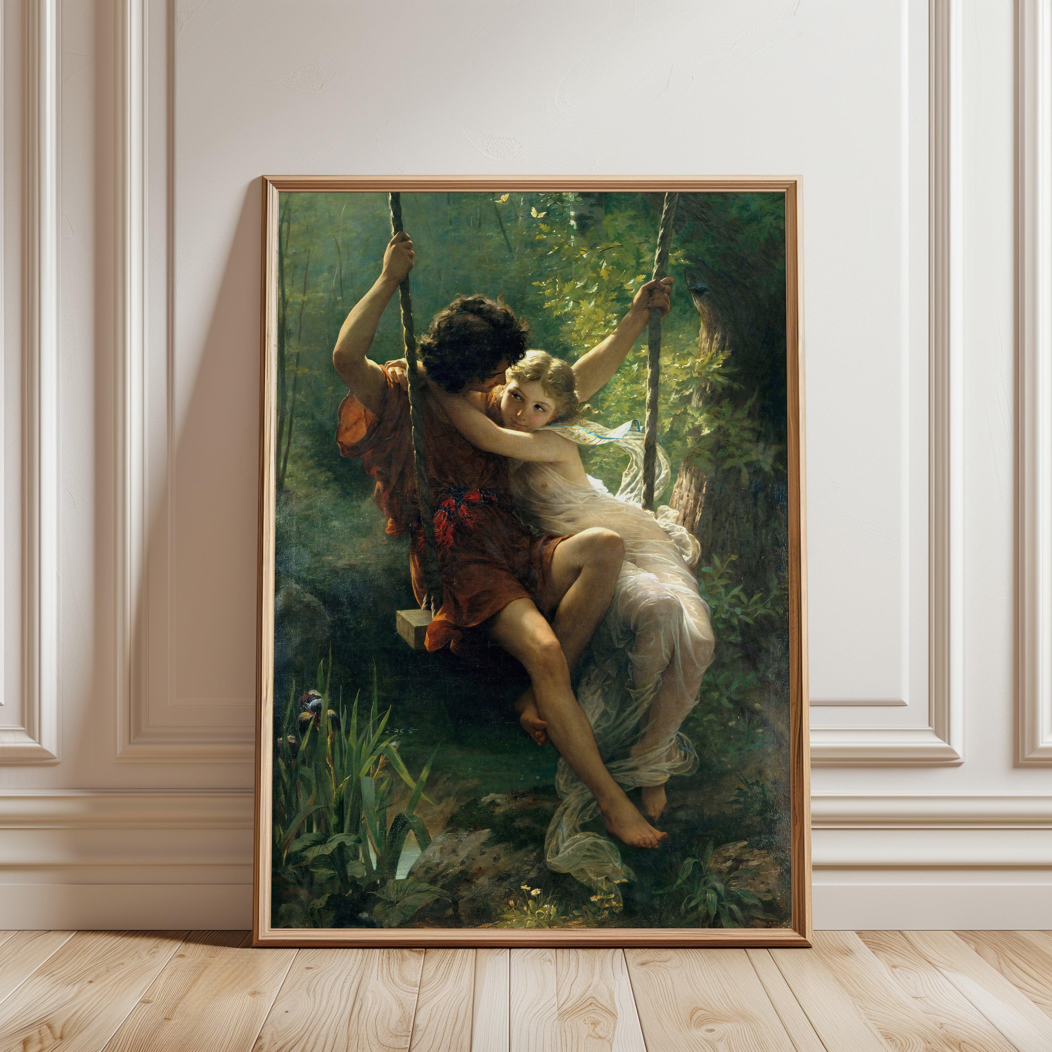 Couple Sitting On Swing Vintage Poster