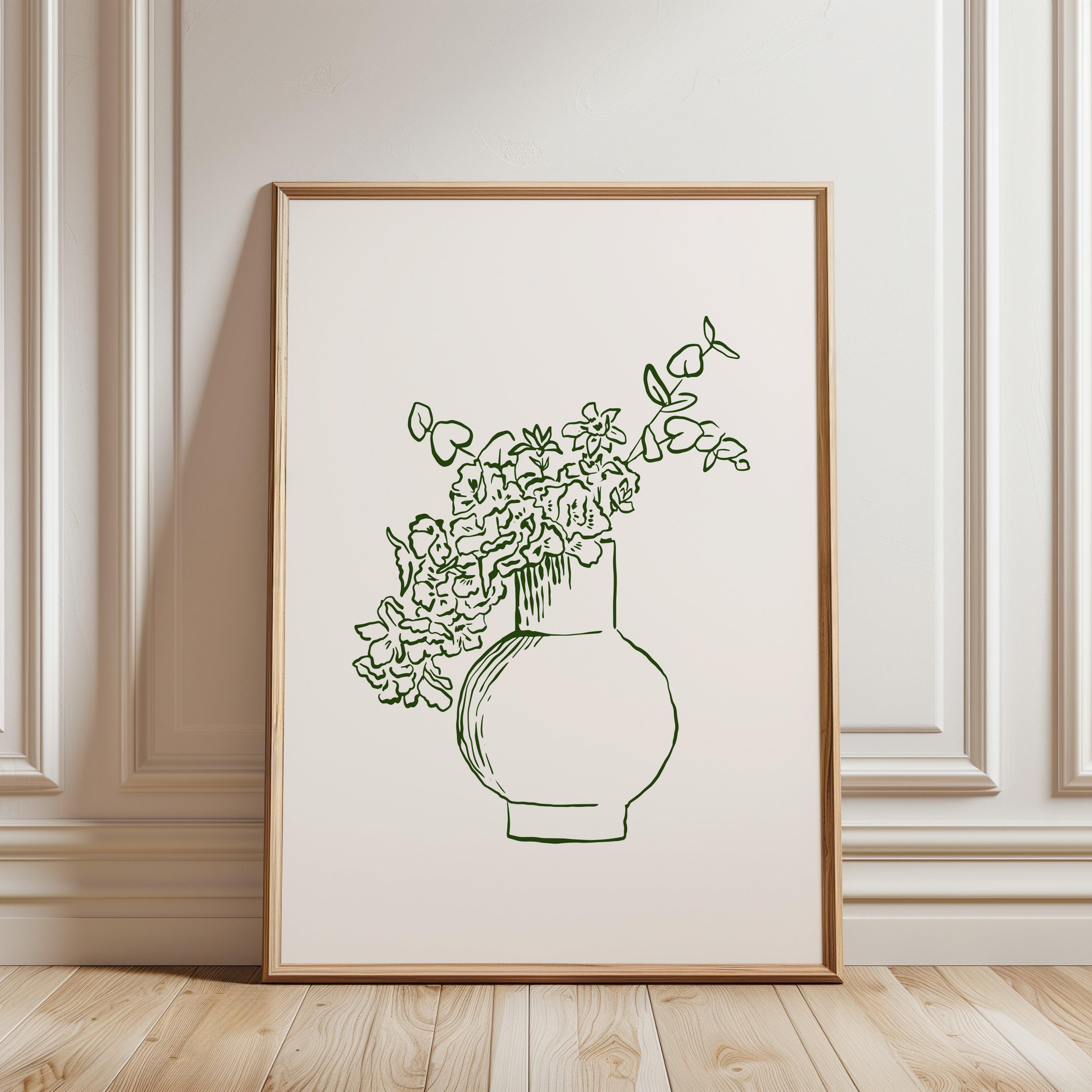 Fine Line Green  Flower Poster