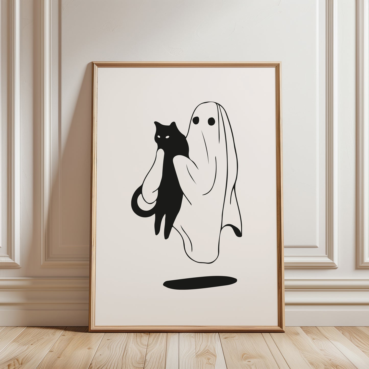 Ghost Holding Cat Halloween Poster