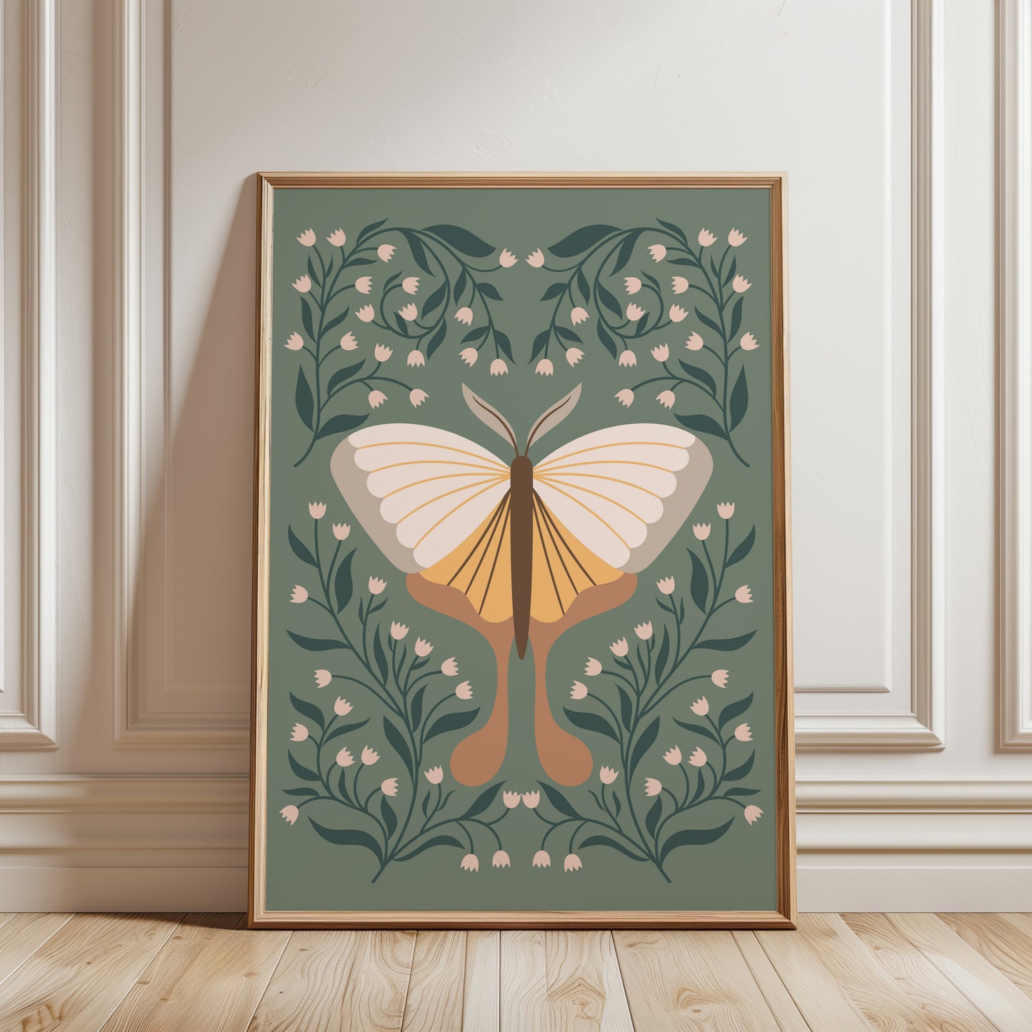 Moth and Flowers No. 1 Poster