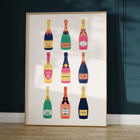 Champagne Set Illustration Poster