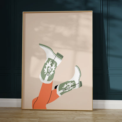 Sage Green Cowgirl Boots Poster