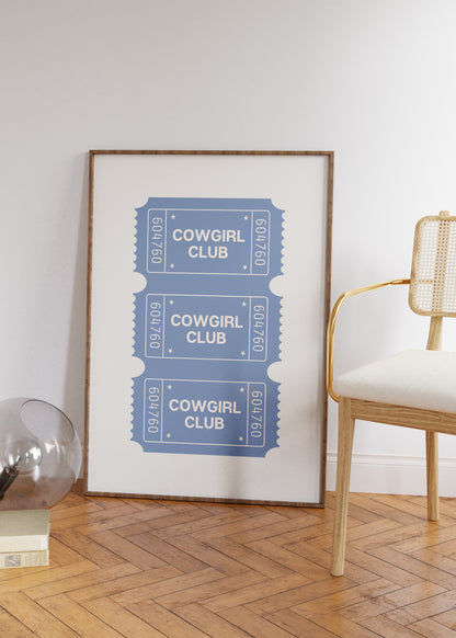 The Cowgirl Club Blue Poster