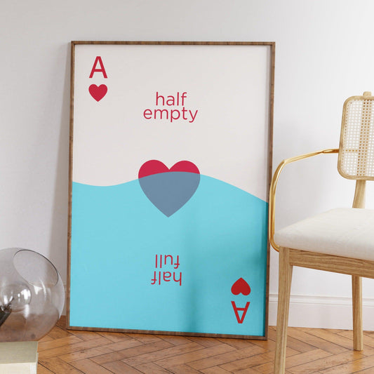 Half Empty Half Full Playing Card Poster