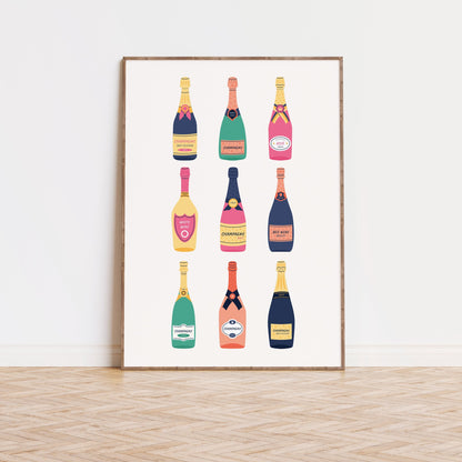 Champagne Set Illustration Poster
