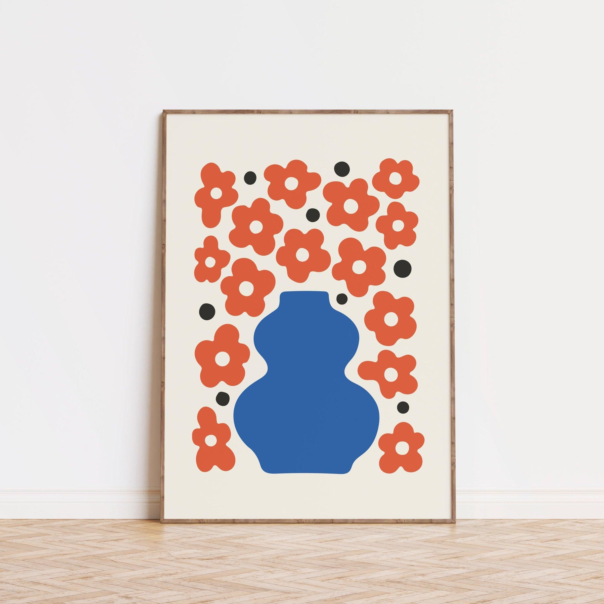 Blue Vase Flowers Poster