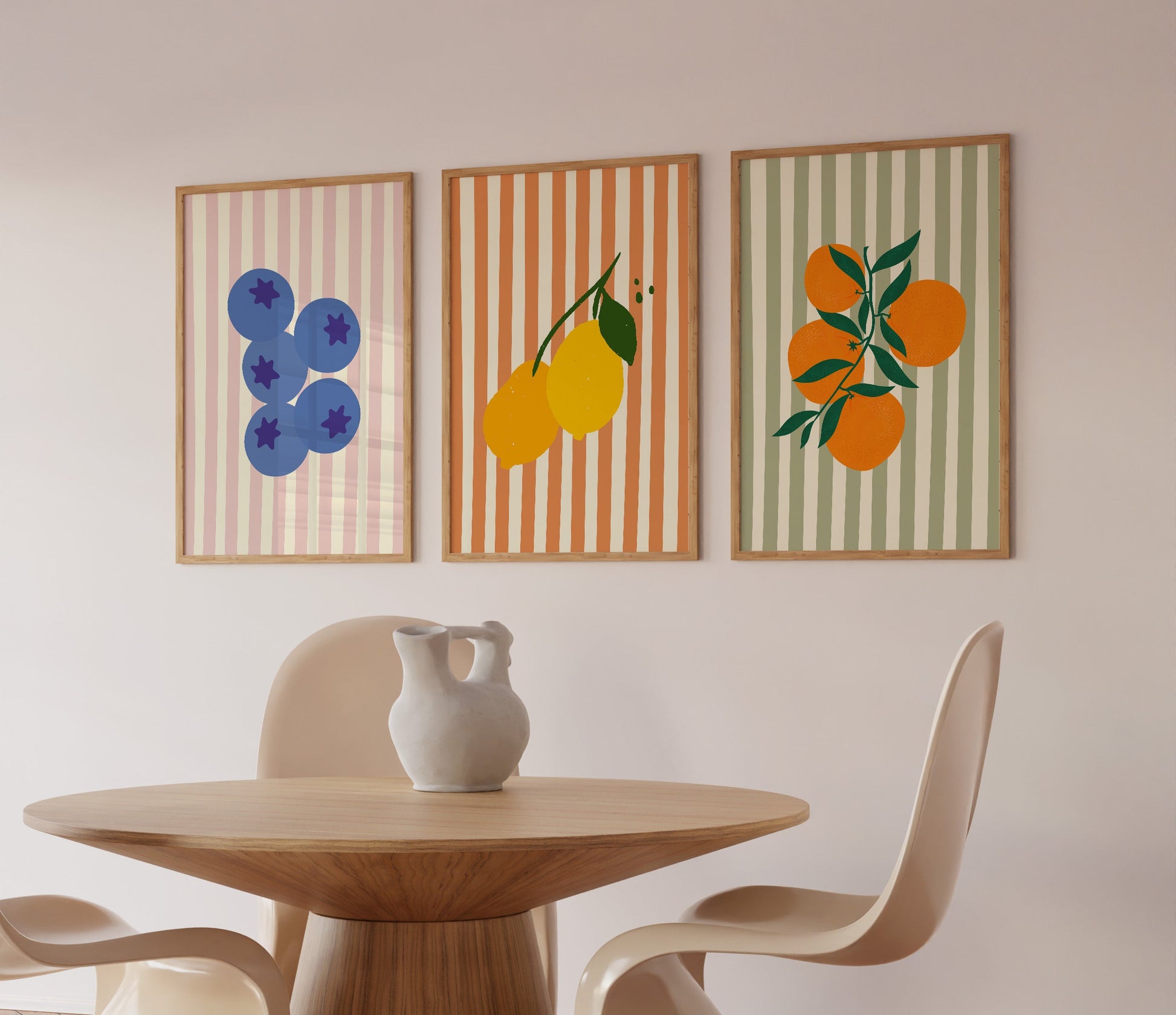 Striped Fruit Set of 3 Prints