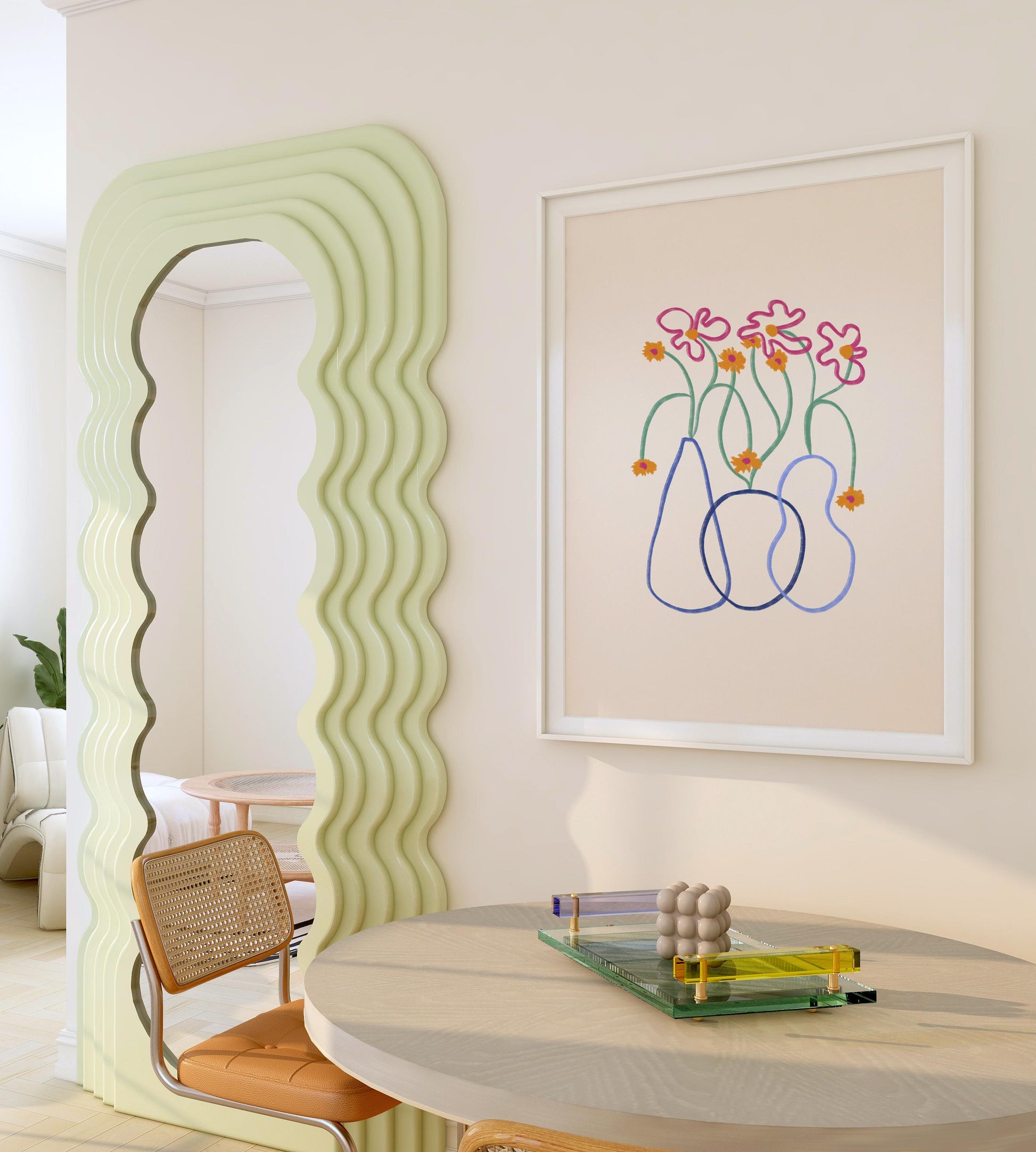 Minimalist Line Art Flower Set of 3 Prints