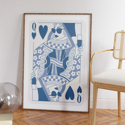 Queen of Hearts Cocktail Blue Poster