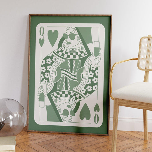 Queen of Hearts Cocktail Green Poster