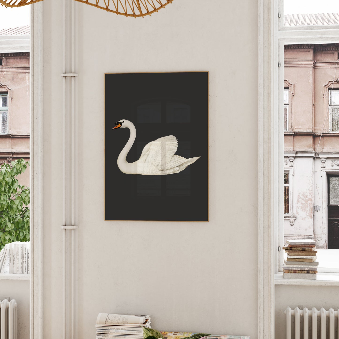 Swan Black Vintage Poster