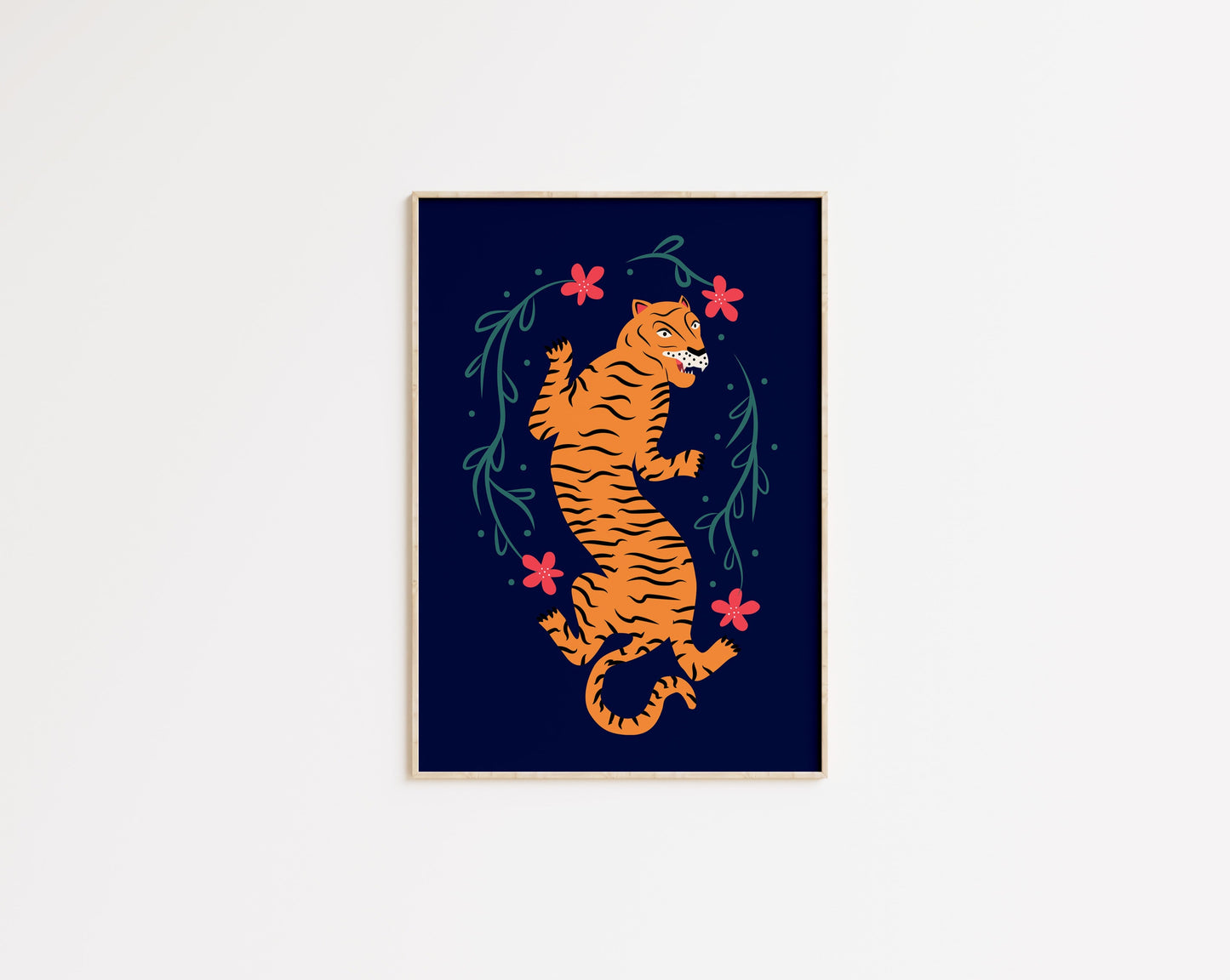 Tiger Flowers Poster
