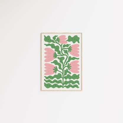Wavy Pink and Green Flower Poster