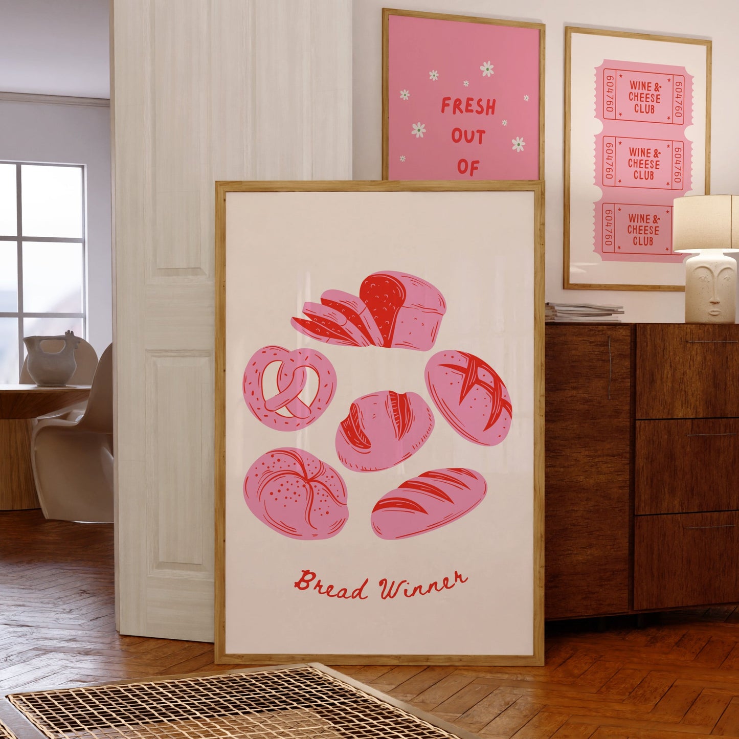 Bread Winner Pink & Red Poster
