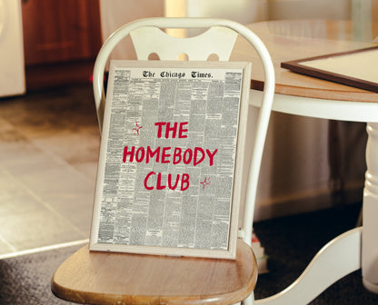 Retro Newspaper The Homebody Club Red Poster