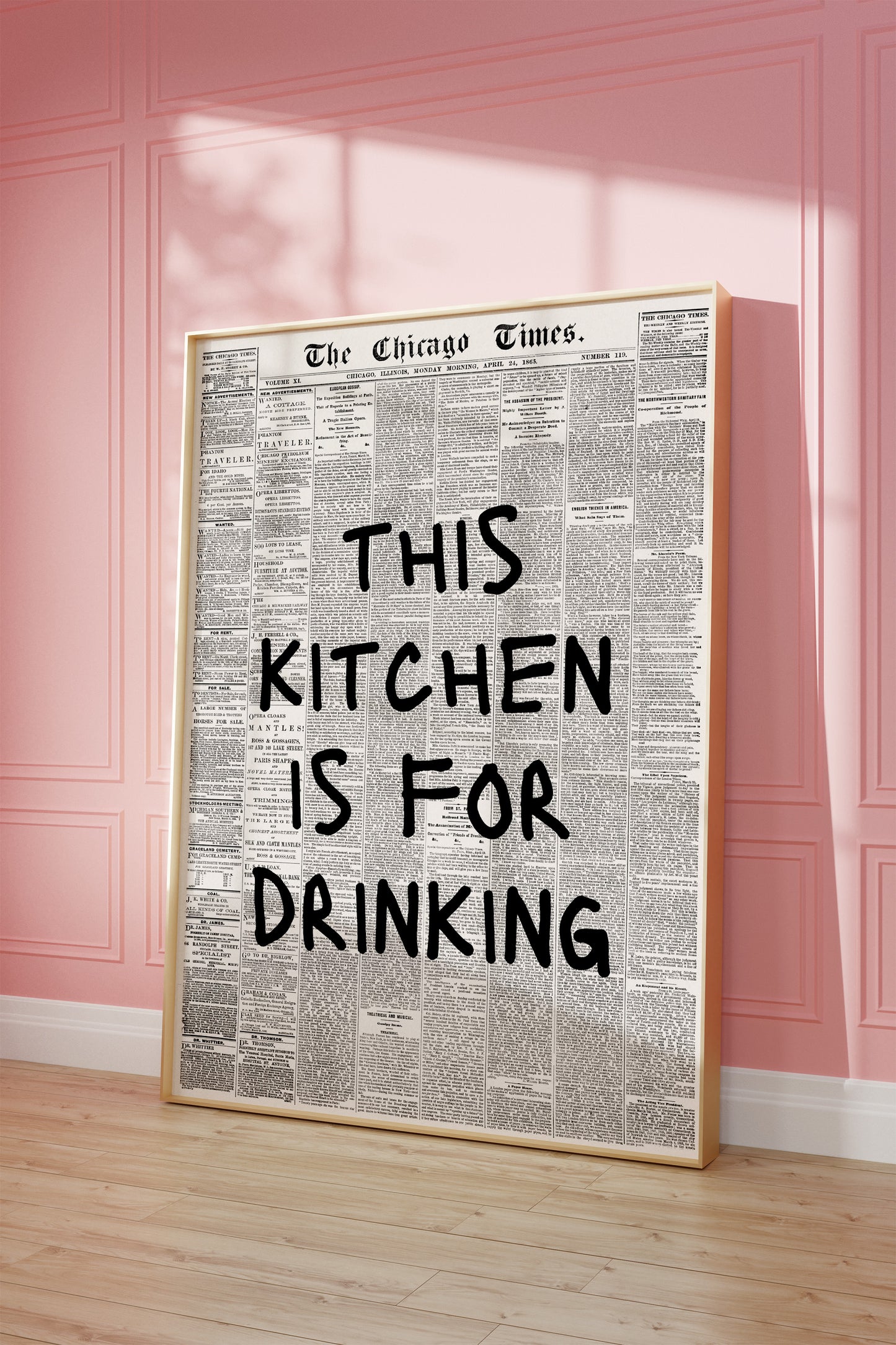 This Kitchen is For Drinking Newspaper Poster