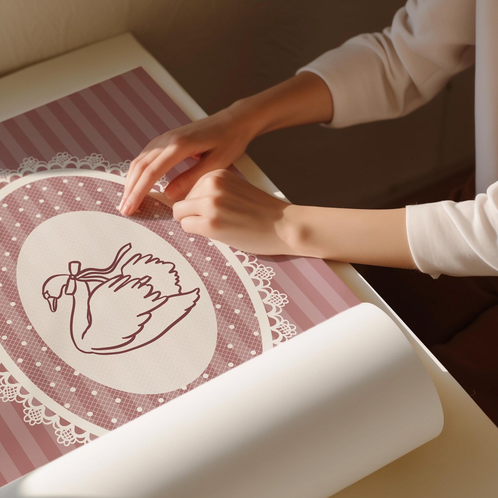 Lace Swan Pink Poster