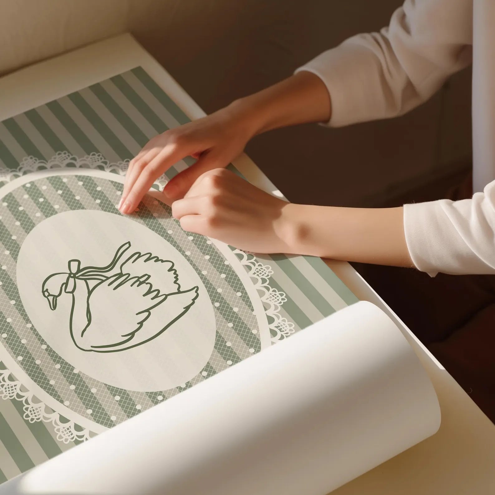 Lace Swan Green Poster