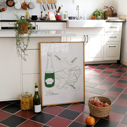 Cheese and Wine Green Poster