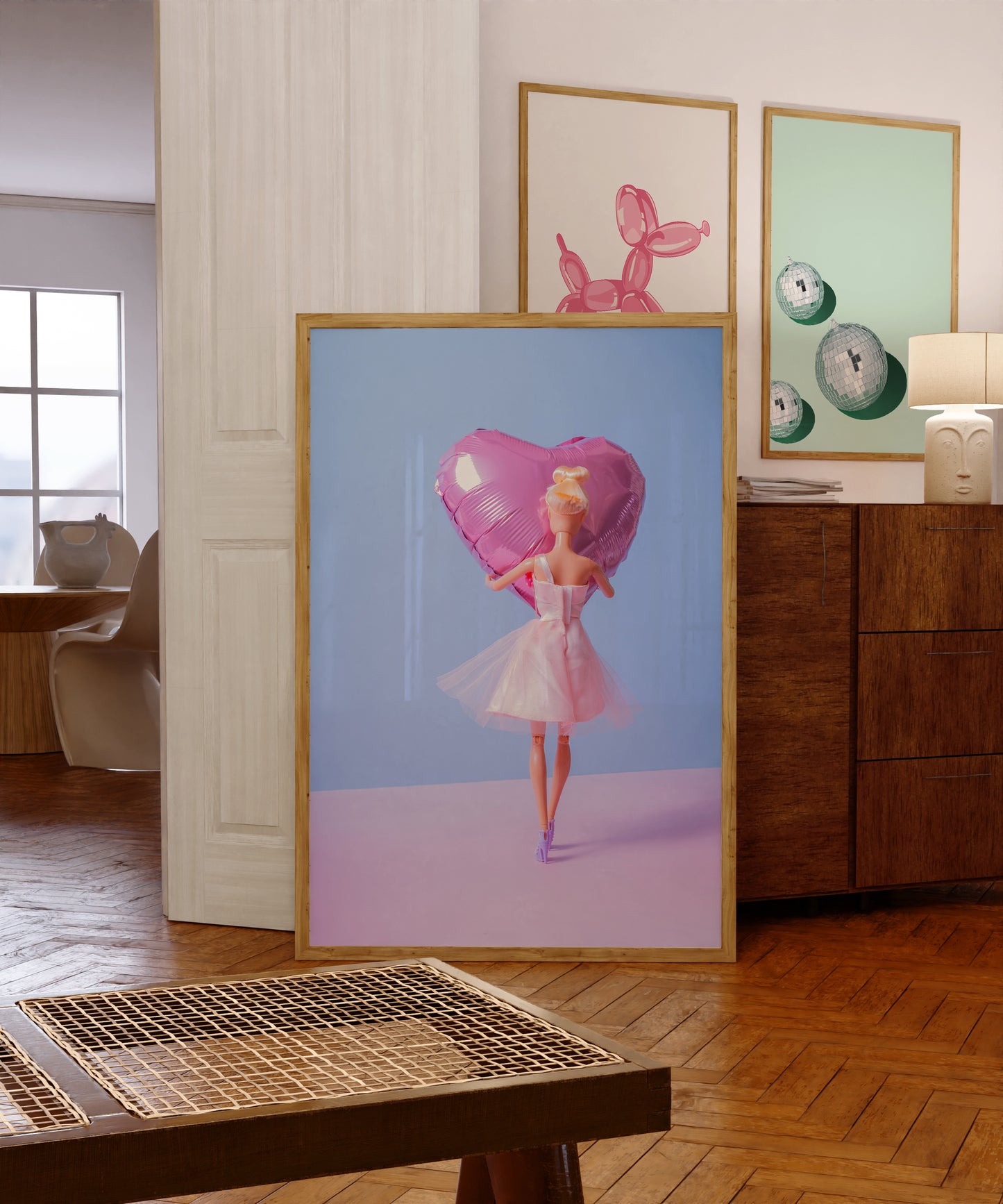 Doll Holding Heart Balloon Poster