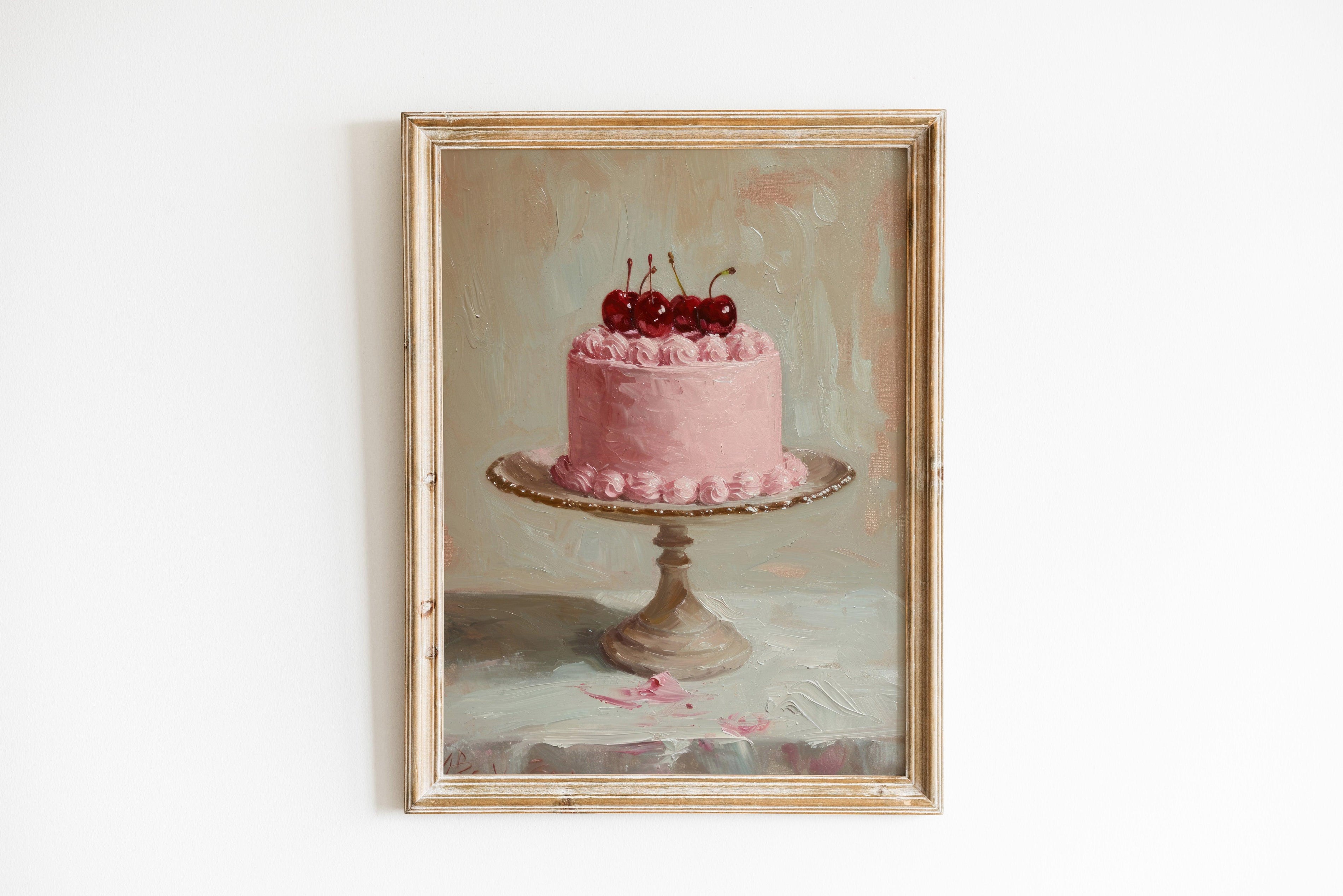 Vintage Cherry Cake Poster