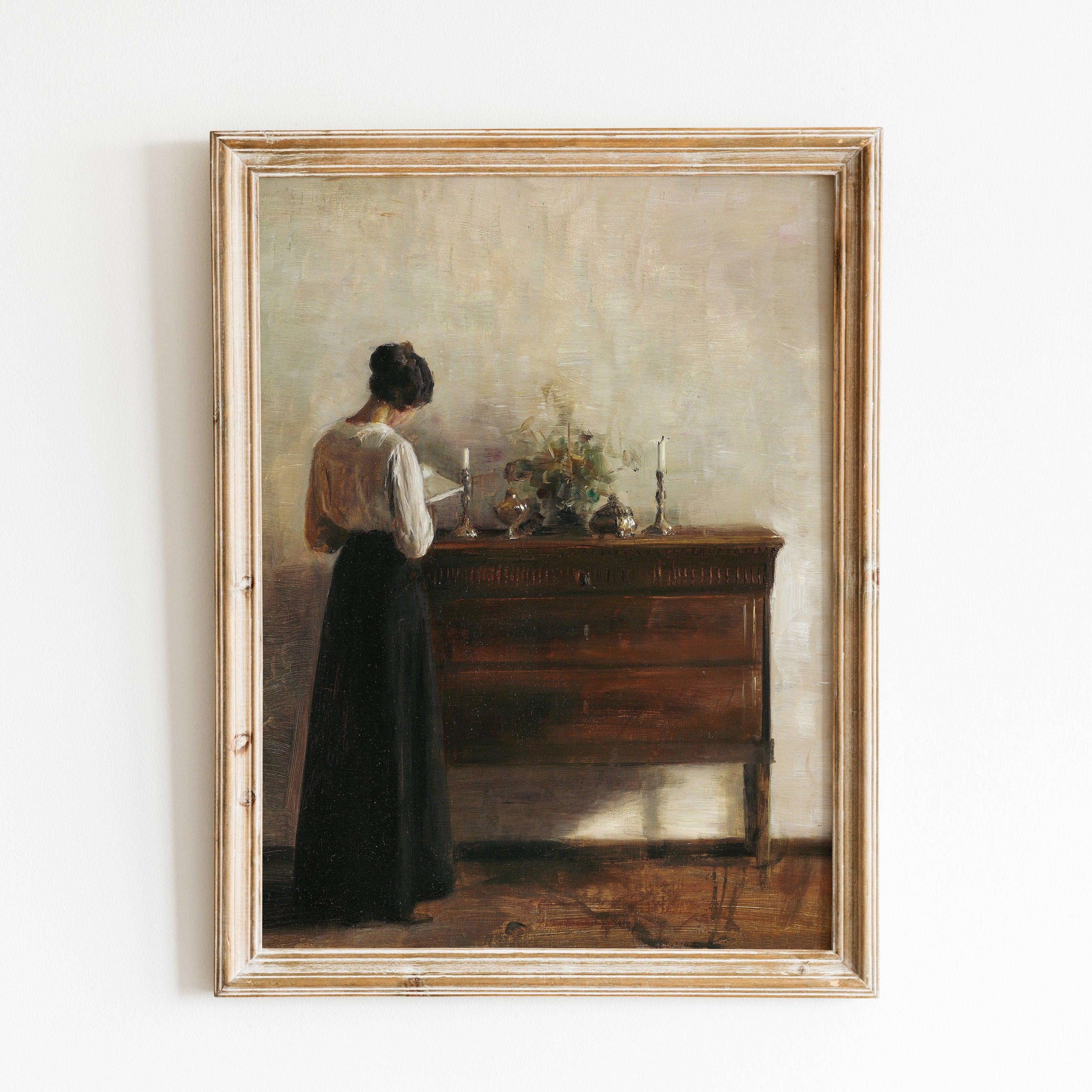 Woman Reading Vintage Poster