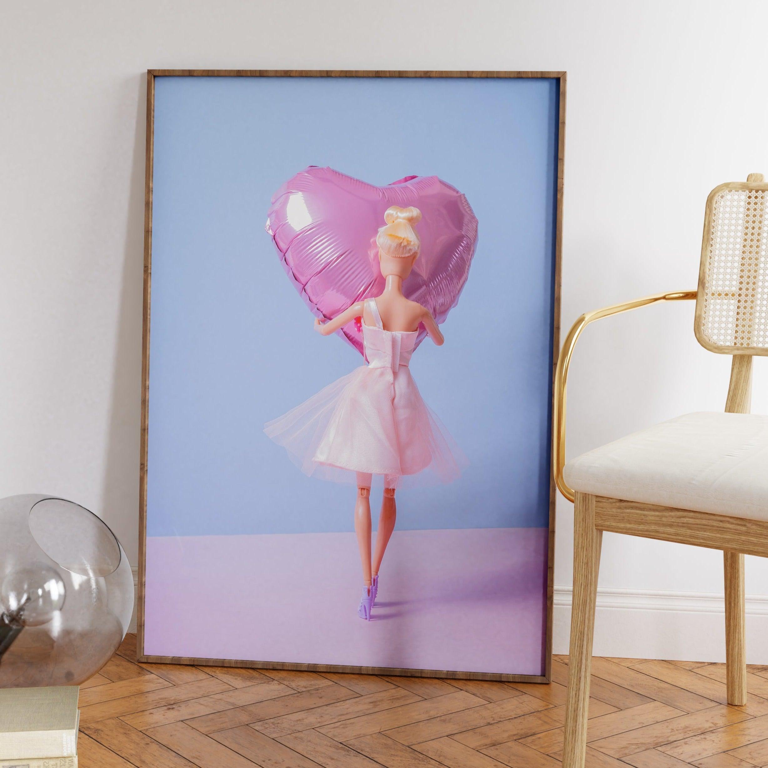 Doll Holding Heart Balloon Poster