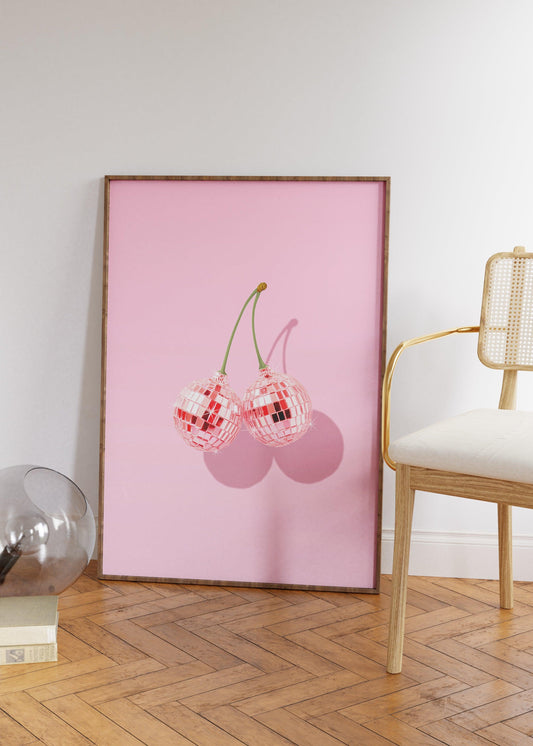 Cherry Disco Ball Poster