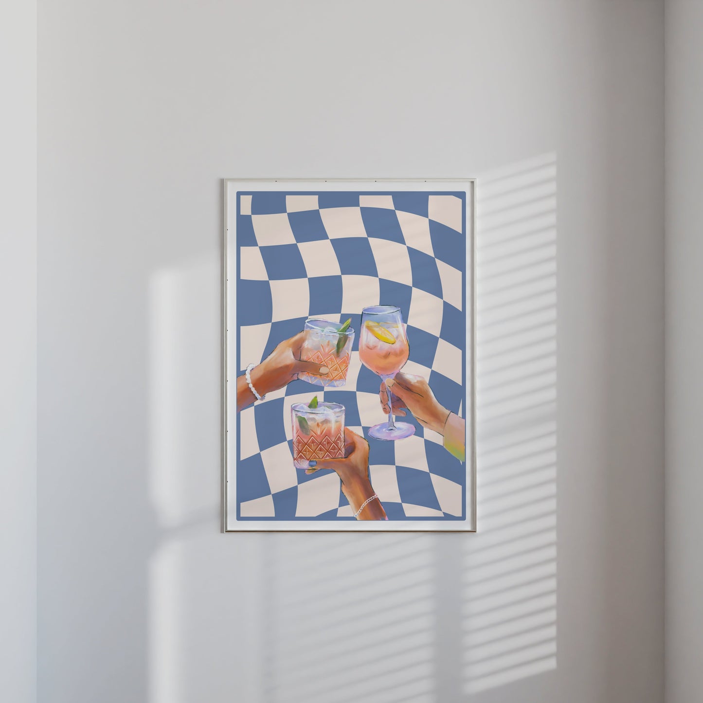 Blue Checkered Cocktail Poster