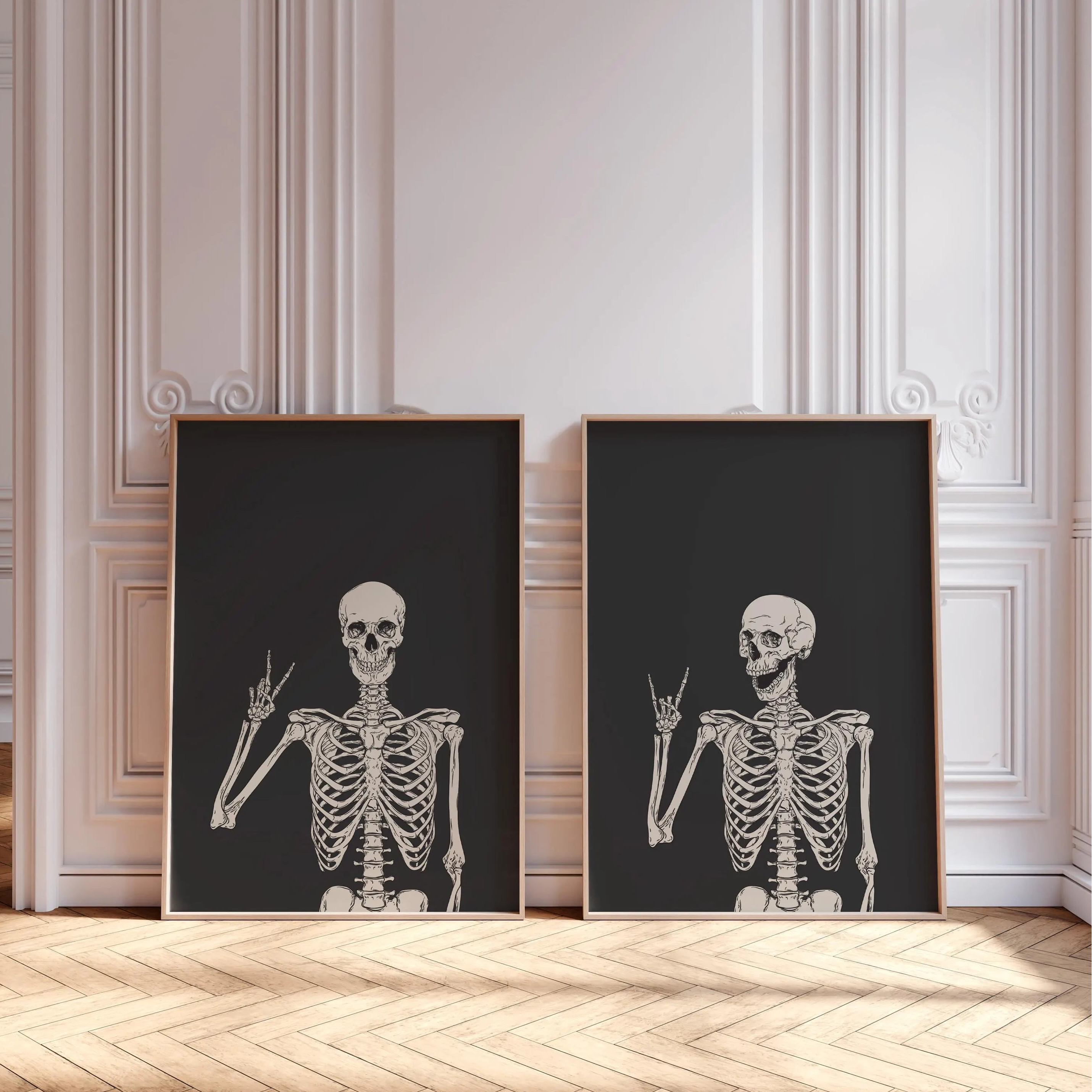 Halloween Skeleton Set of 2 Prints