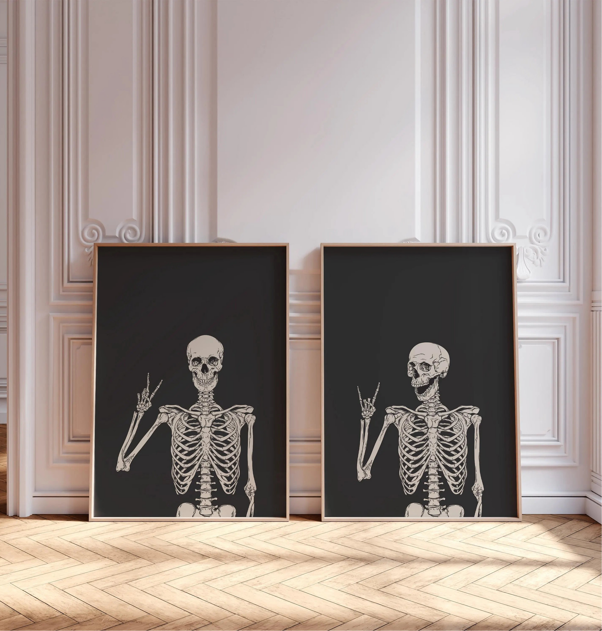 Halloween Skeleton Set of 2 Prints