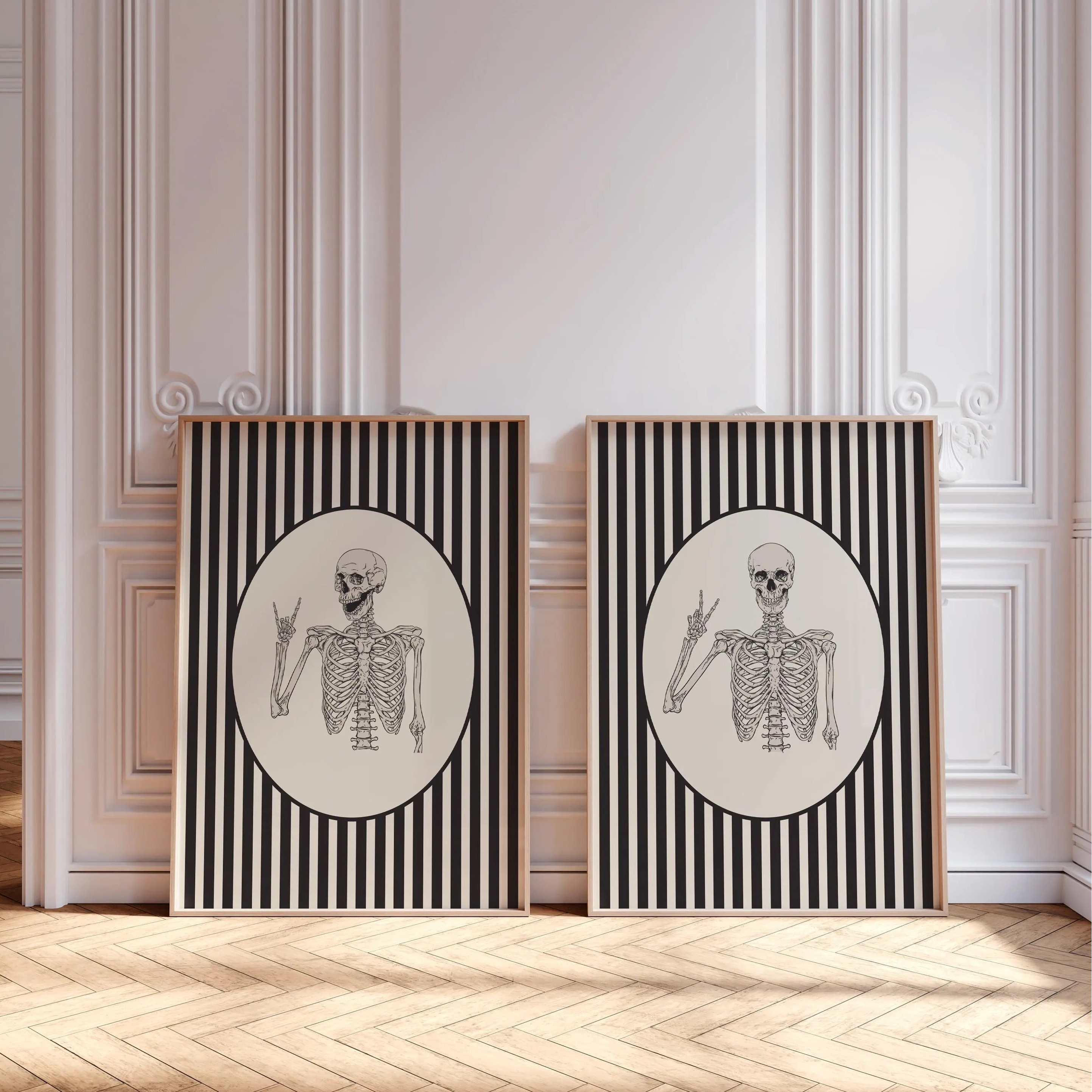 Striped Skeleton Set of 2 Prints