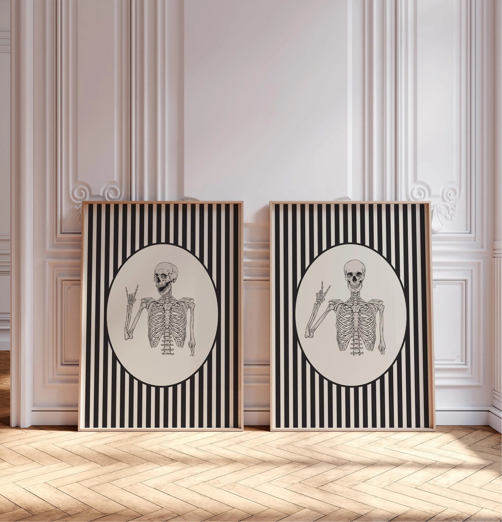 Striped Skeleton Set of 2 Prints